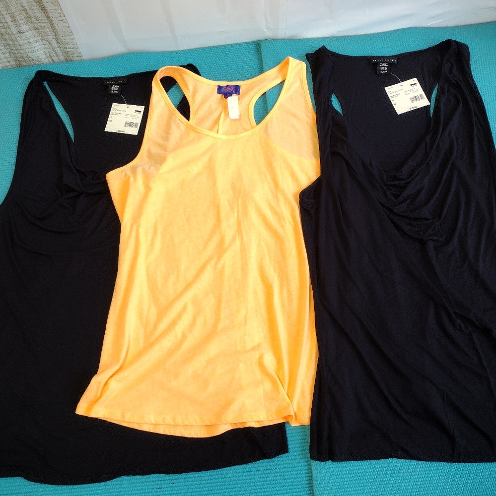 NWT Women Lot Of 3 Cowl Racer Back Tank Apostrophe & City Streets Blk Orange XL